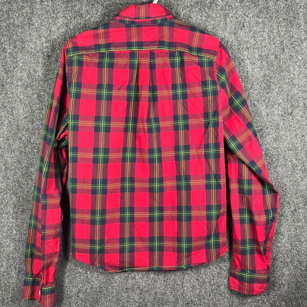 Abercrombie & Fitch Button Down Shirt Mens L Red Plaid Muscle Fit Long Sleeve - Picture 4 of 8